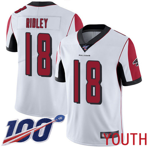 Atlanta Falcons Limited White Youth Calvin Ridley Road Jersey NFL Football #18 100th Season Vapor Untouchable